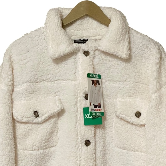 32 Degrees Heat Cozy Fleece Shirt Jacket Women's XL/XXL Cream Soft Oversized NWT - Picture 5 of 11